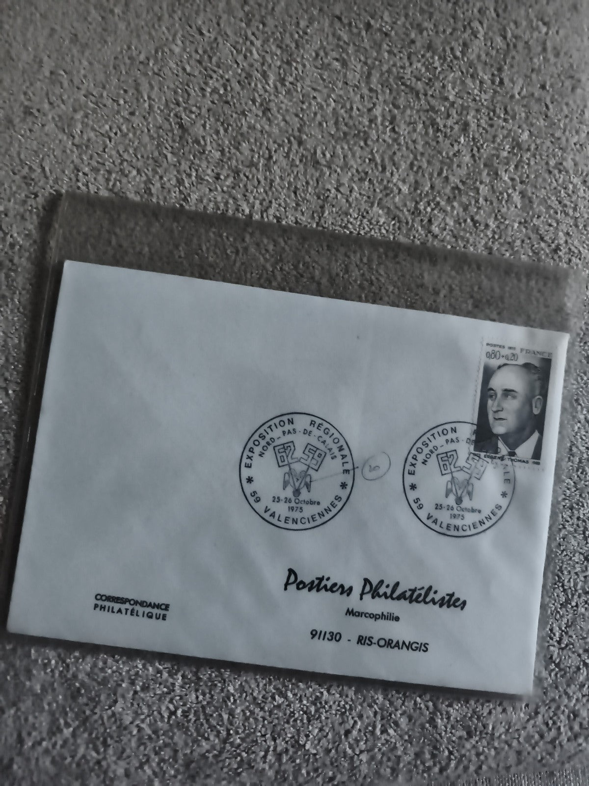 Lettre philatélique Exposition Régionale 1975 Valenciennes Postiers Philatéliste