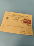 Carte postale philatélie Roumanie affranchie timbres rouges W. Roth Galatz