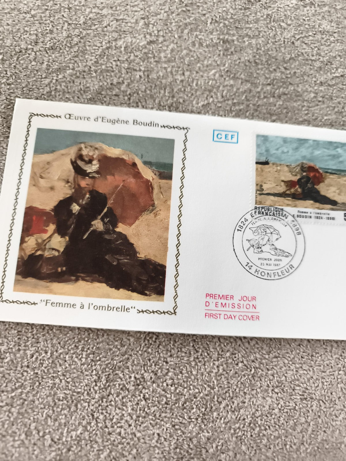 Lettre Premier Jour Femme à l’ombrelle Eugène Boudin CEF FDC ancien philatélie