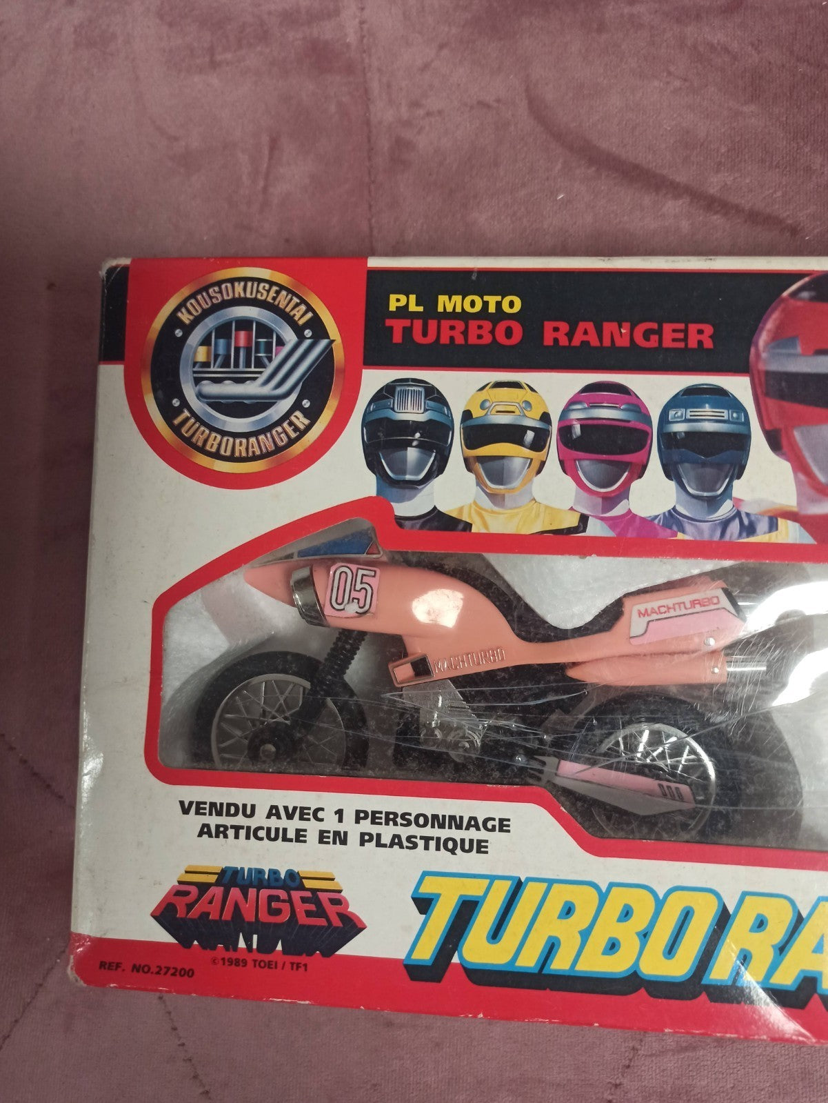 Vintage Bandai Turbo Ranger Moto Rose + Figurine 1989 France Sentai
