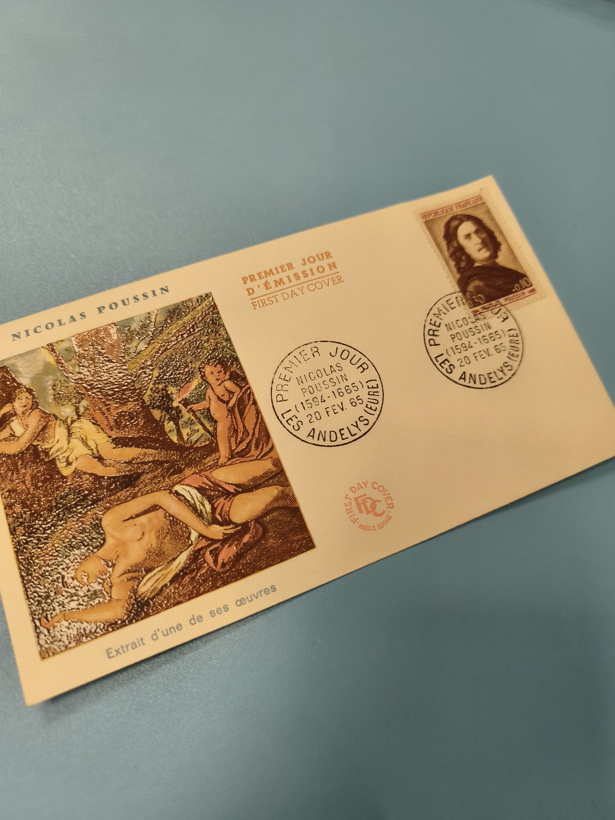 Enveloppe FDC Premier Jour d?émission Nicolas Poussin timbre illustré