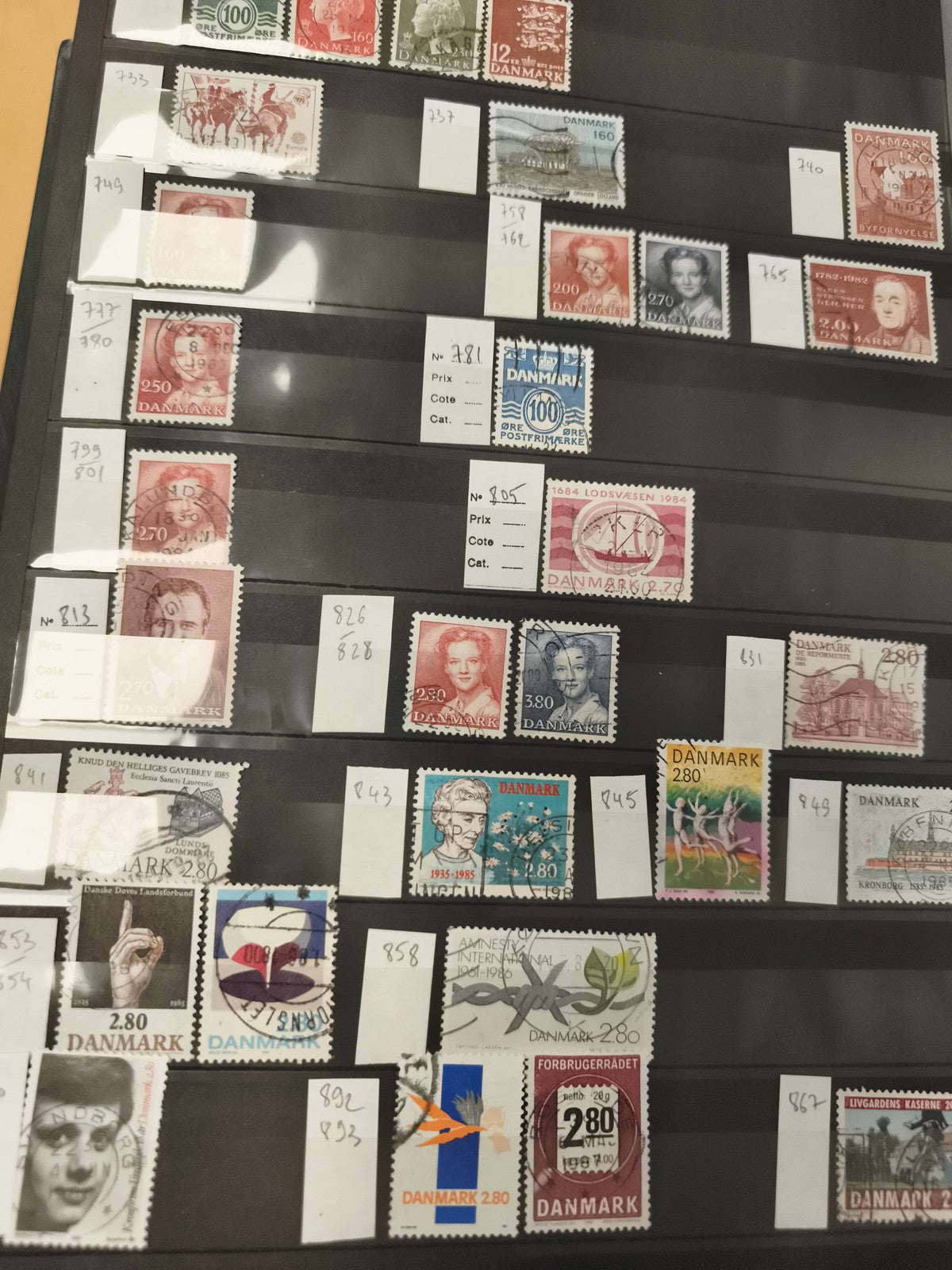 Timbres DANEMARK oblitérés lot thématique personnages, événements, 2.80, 100 øre