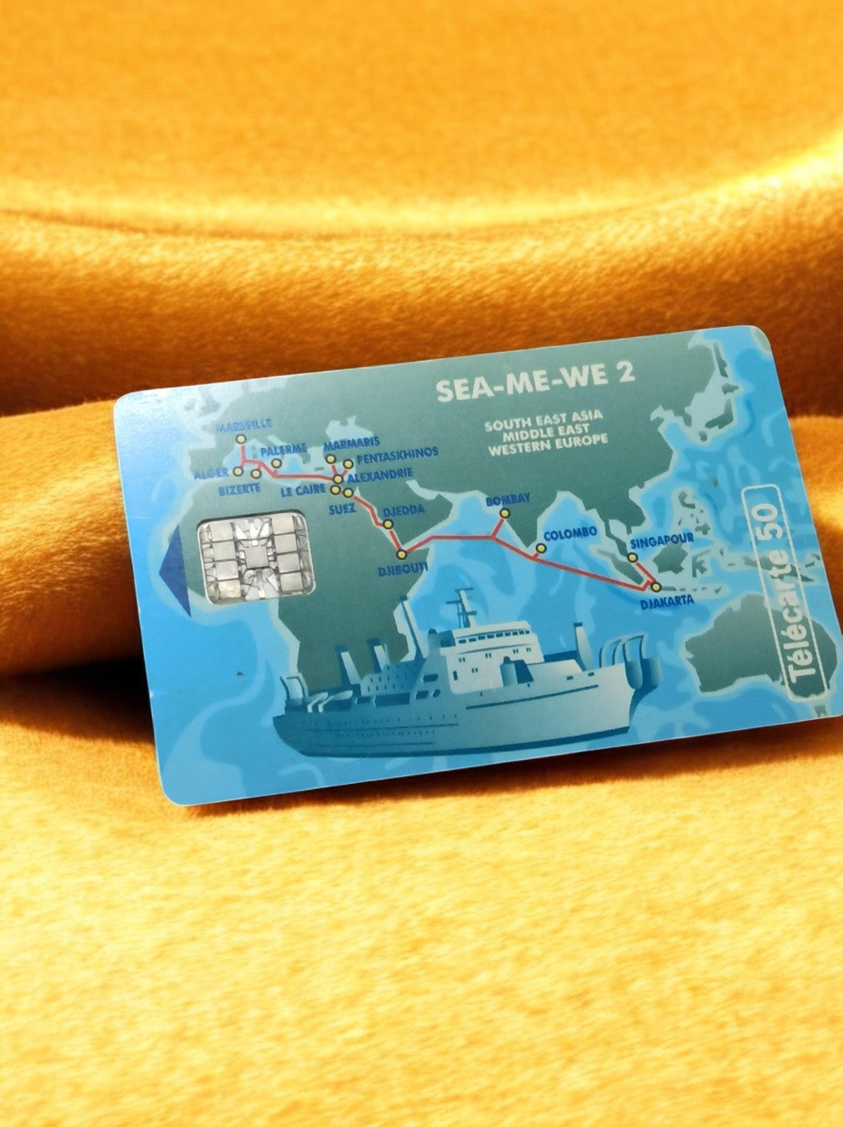 Carte téléphonique vintage SEA-ME-WE 2 Télécarte 50 unités collector