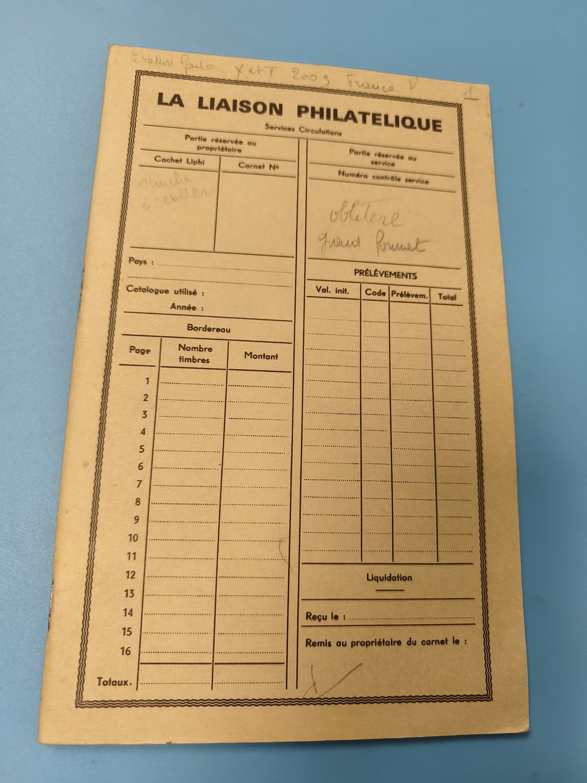Lot timbres carnet ancien La Liaison Philatélique collection France vintage