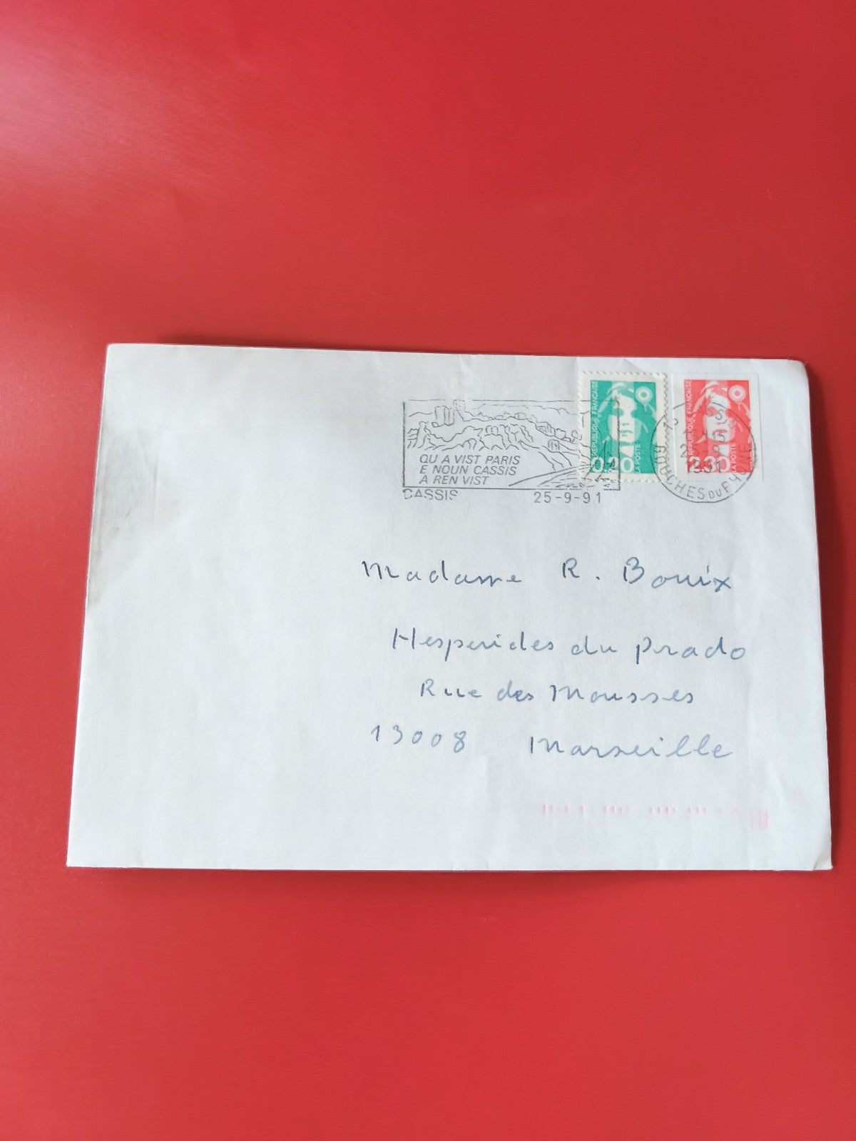 Enveloppe philatélie timbrée France oblitérée cachet Marseille Cassis
