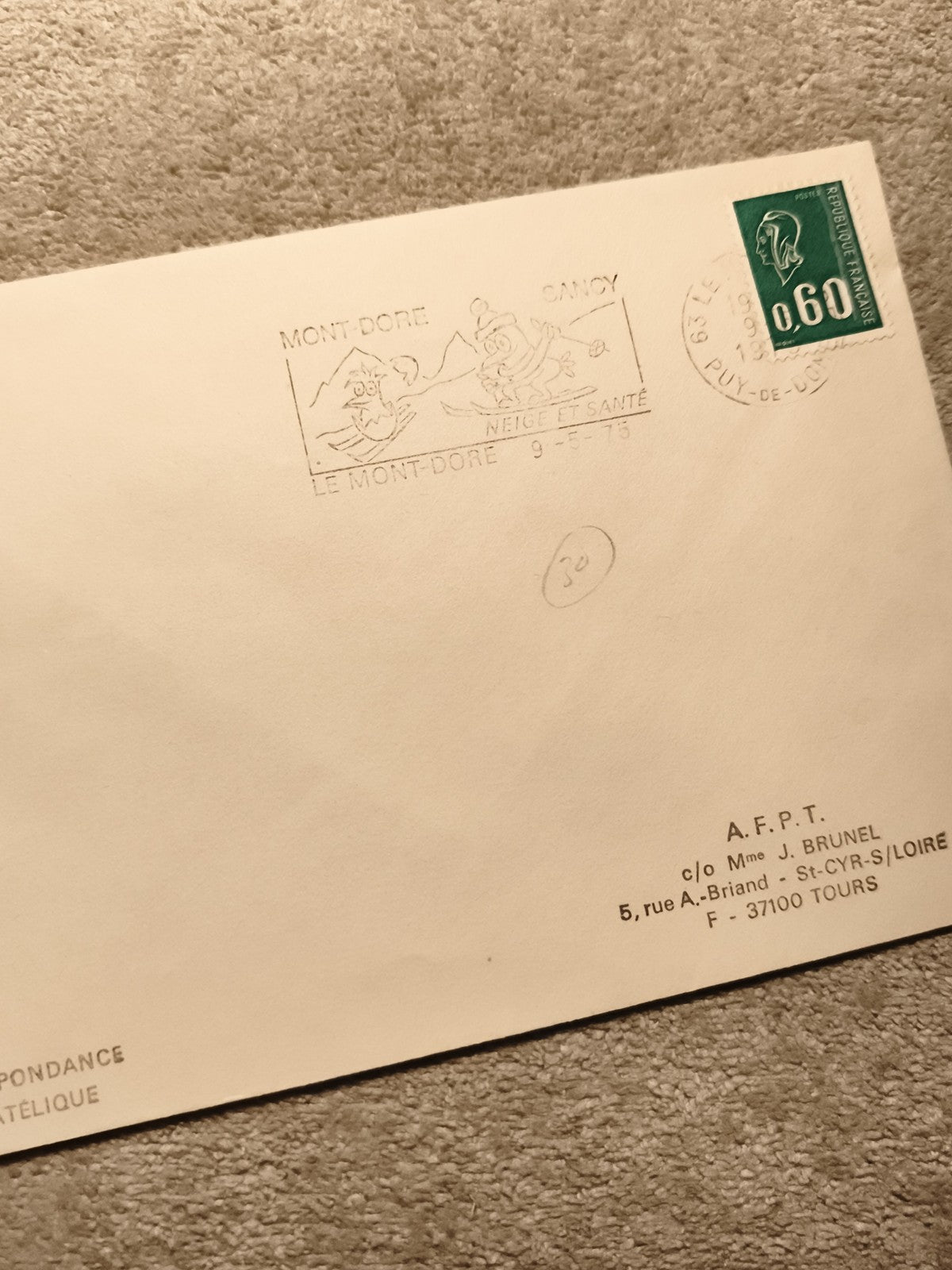 Lettre philatélique France 1978 Mont-Dore Sancy oblitération neige santé