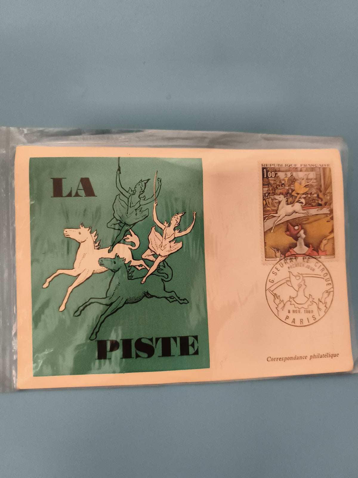 Lettre souvenir philatélie La Piste cachet 1er jour Cirque Paris 1989 (Ref 2)