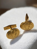 Boutons de manchette vintage plaqués or motif aigle, homme rétro ancien
