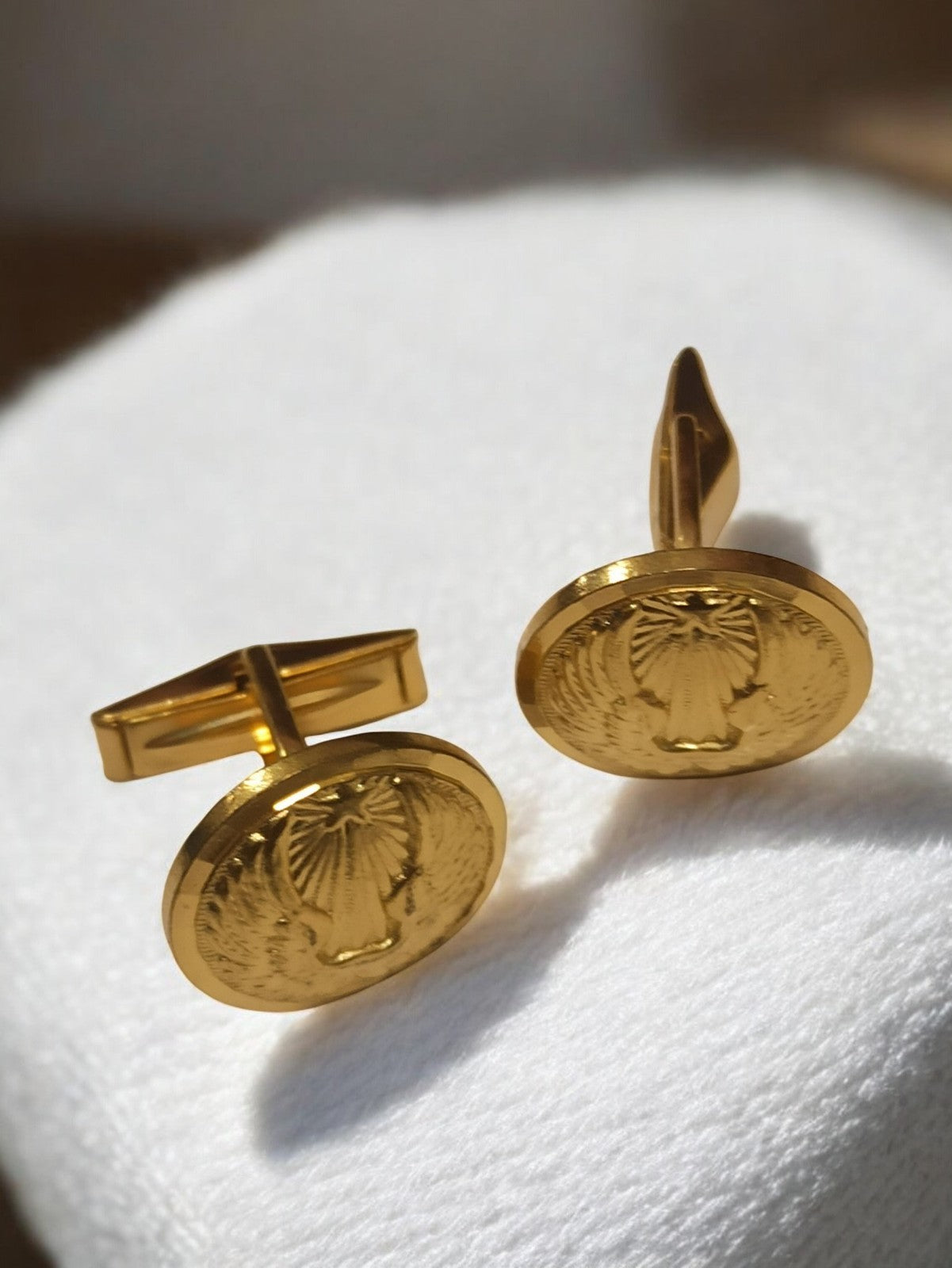 Boutons de manchette vintage plaqués or motif aigle, homme rétro ancien