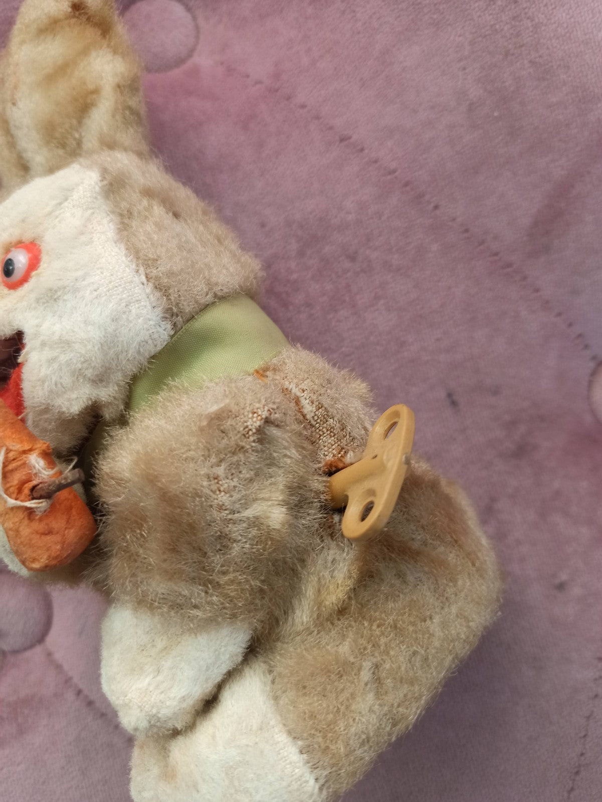 Lapin mécanique vintage à remonter peluche ancien années 50/60 jouet rétro