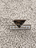 Pin's vintage Covina logo losange émaillé, badge ancien, broche publicitaire rét