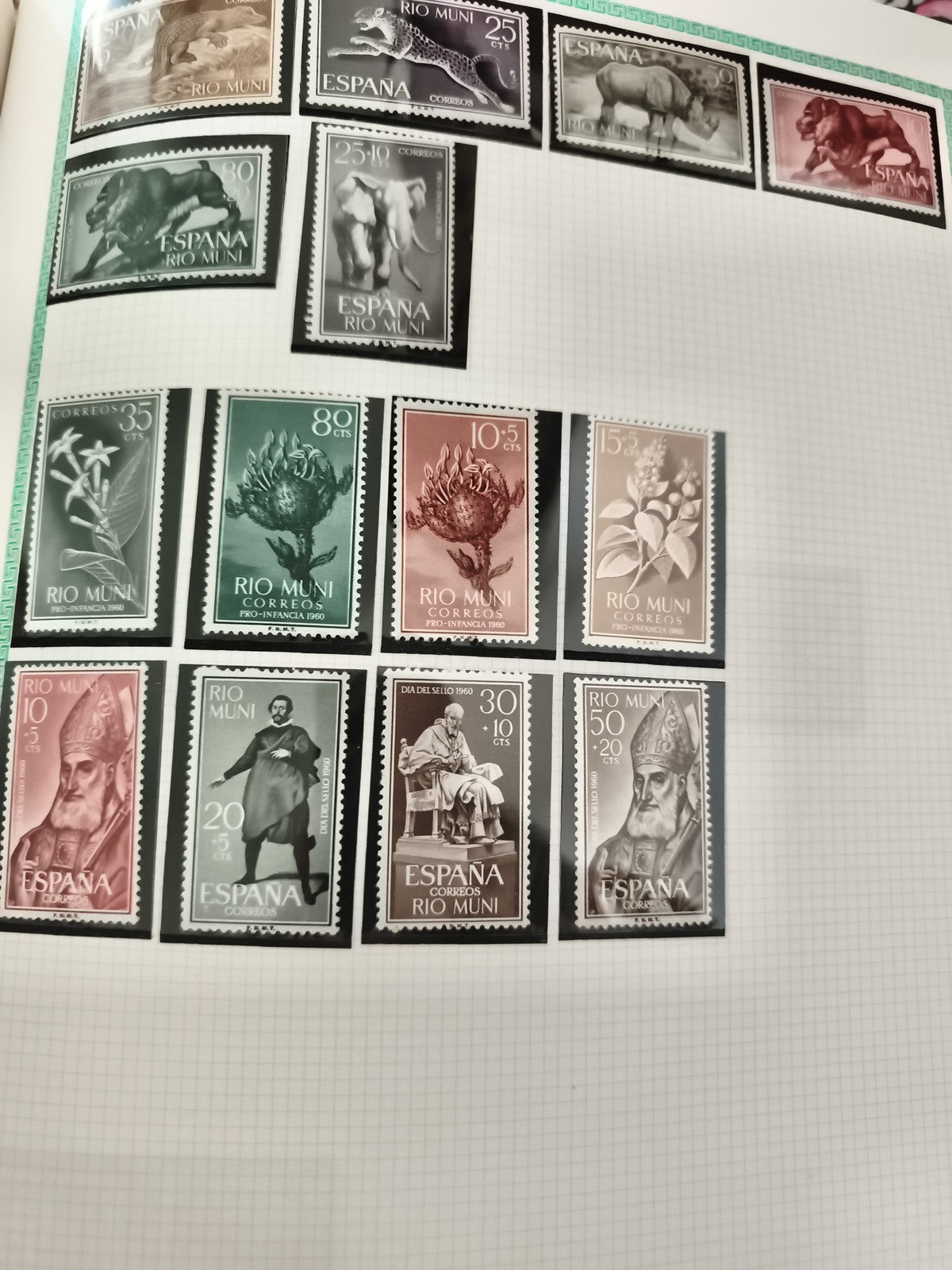 Timbres Espagne Rio Muni animaux botanique personnages lot philatélie