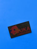 Pin's vintage Feuka Luminaires rectangulaire logo rouge jaune collection