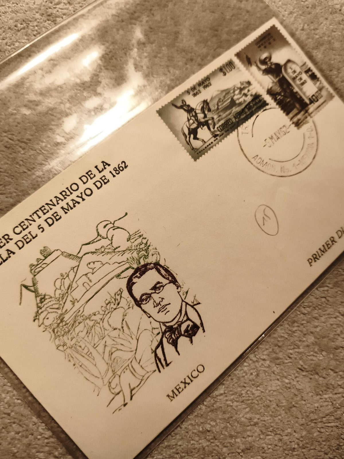 Lettre Premier Jour Mexique 5 de Mayo 1962 timbres illustrés philatélie (Ref 13)