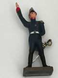 Figurine soldat ancien en plomb uniforme bleu épée main levée vintage