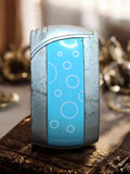 Briquet Silver Match vintage rétro bleu à motifs bulles rechargeable