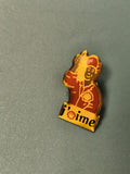 Vintage pin's publicitaire Shell "J'aime", collection essence, rouge et jaune