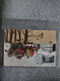 Carte postale illustrée diligence hiver timbre oblitéré Paris philatélie (Ref 27