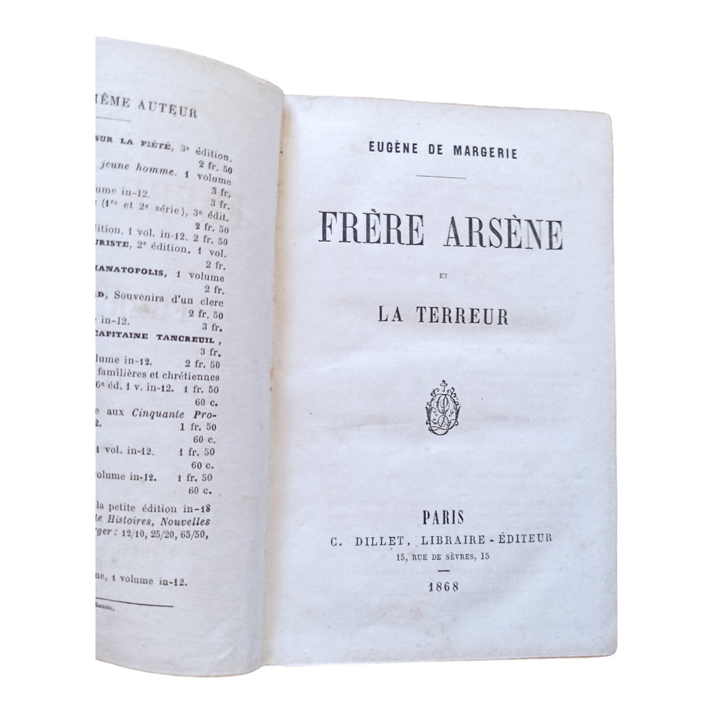 Livre relié 1868 Frère Arsène Margerie couverture violette dorure