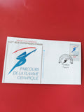 Enveloppe philatélie Jeux Olympiques d'Hiver flamme olympique timbre Paris