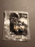 Boucles d'oreilles vintage pendantes motif ethnique bleu deadstock ancien