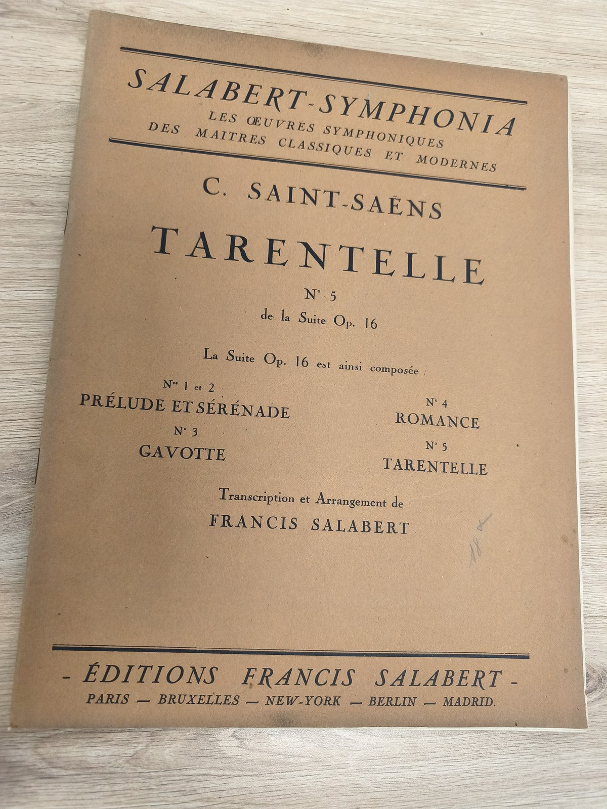 Ancien livre partitions violon piano Saint-Saëns Tarentelle Salabert vintage