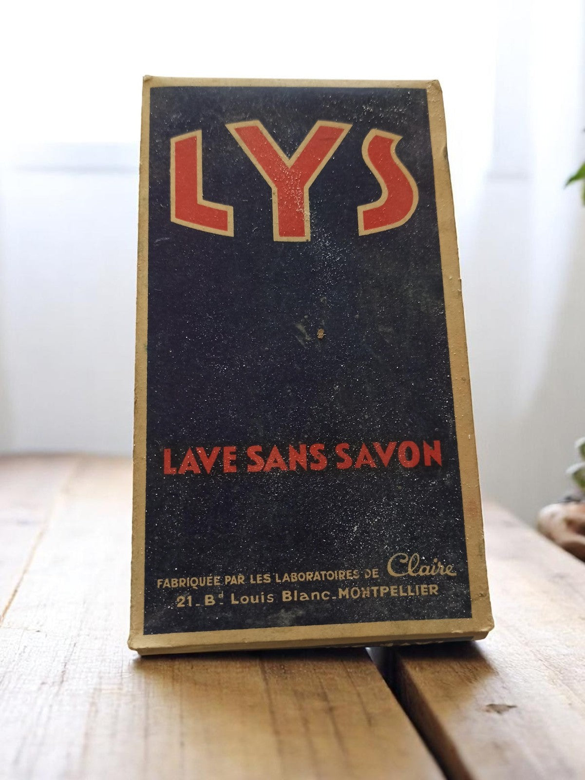 Boîte lessive vintage LYS années 50 lave sans savon Montpellier déco pub