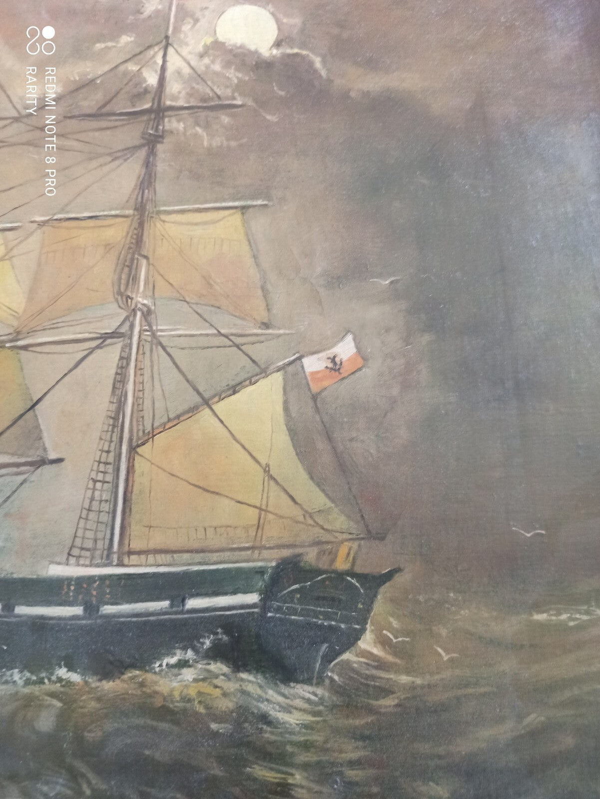 Peinture marine voilier signée Bernot toile originale France décor marin