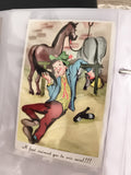 Carte postale ancienne illustrée humour ivrogne chevaux CPA vintage