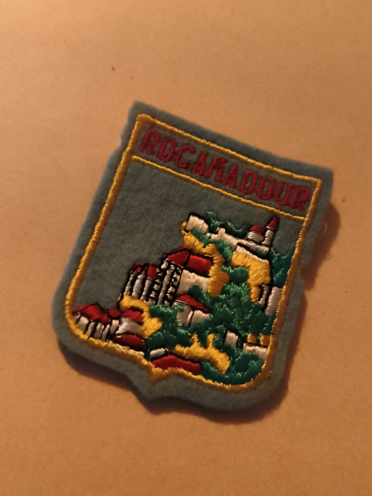 Écusson ancien brodé Rocamadour badge patch vintage tourisme France