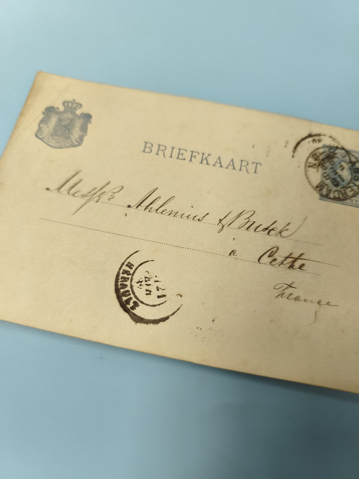 Ancienne enveloppe oblitérée fin XIXe philatélie Briefkaart cachet Hérault