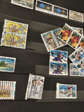 Lot anciens timbres USA oblitérés, thématique aviation, exploration, fleurs