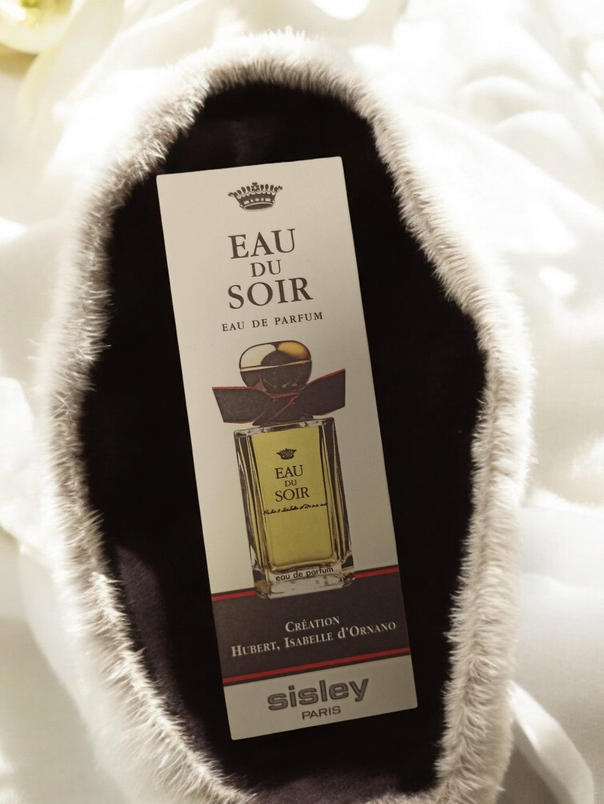 Carte publicitaire parfum Sisley Eau du Soir vintage, objet rétro parfum
