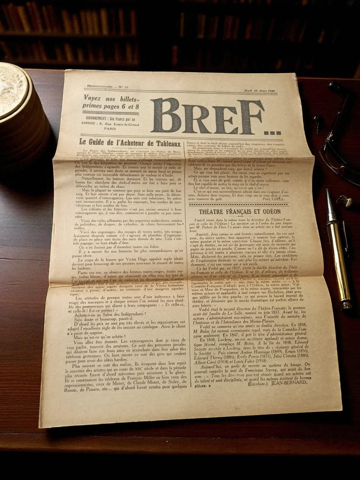 Journal ancien "Bref..." 1929 presse rétro France, périodique vintage d'époque