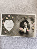 CPA Heureuse Année homme bouquet fleurs colorisées début XXe