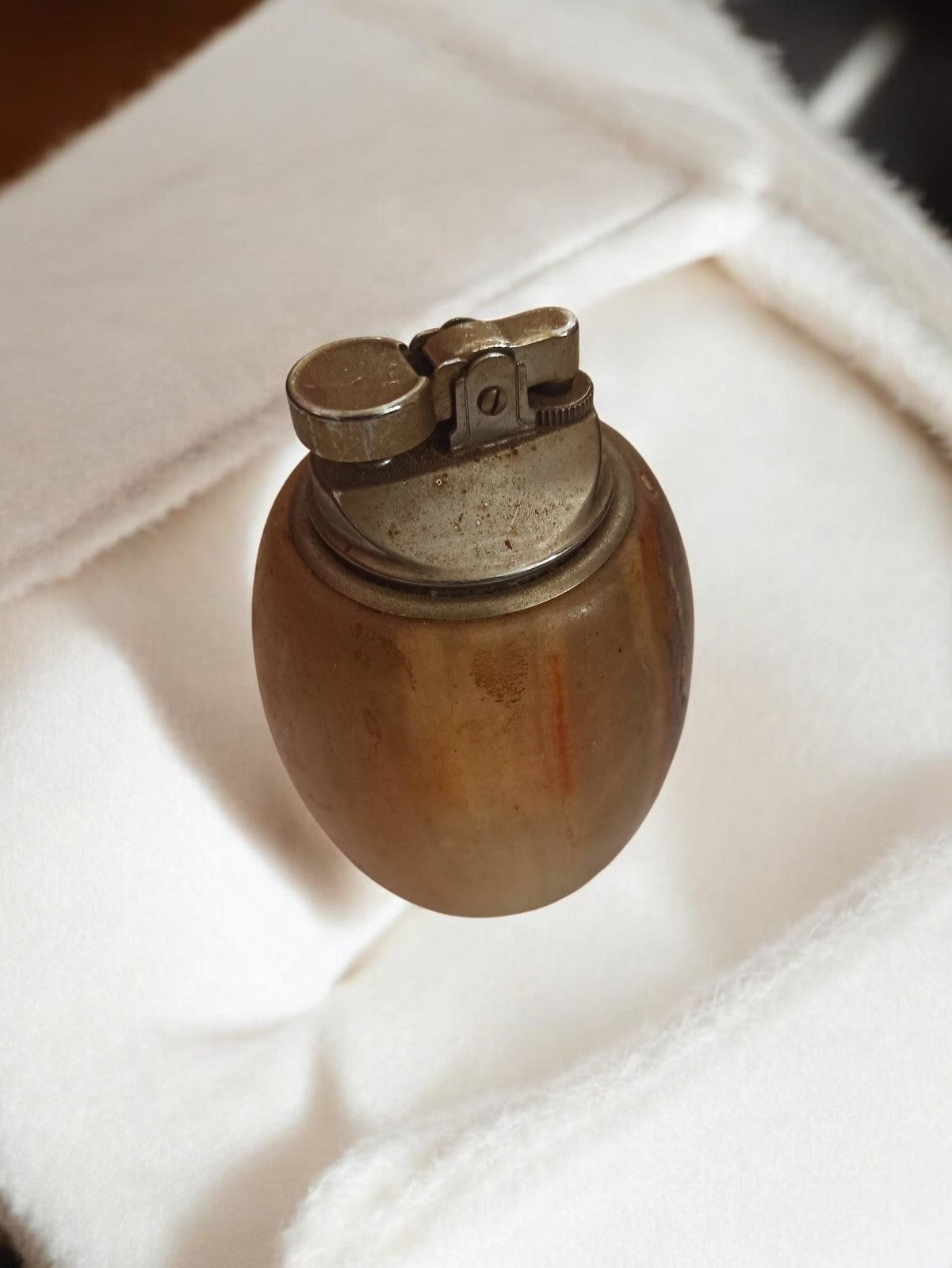 Briquet de table ancien vintage, forme ovoïde, grand format rétro déco