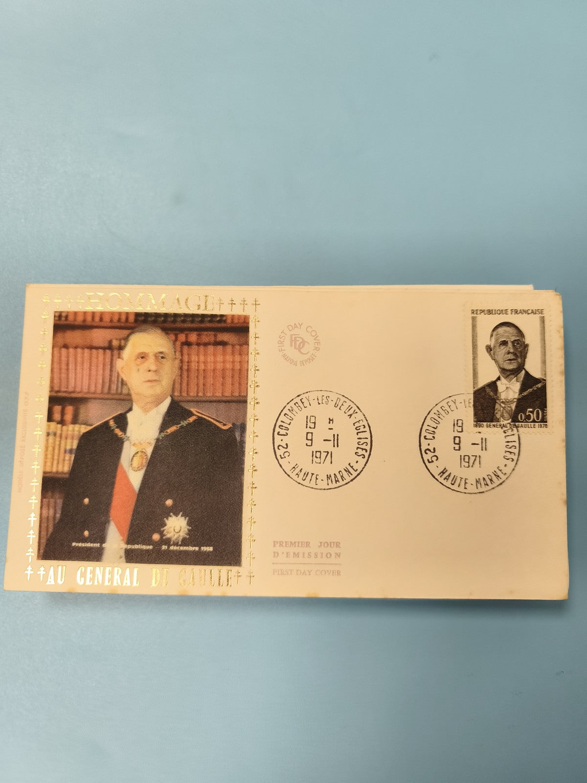 Ancienne enveloppe philatélie FDC Hommage Général de Gaulle 1971 timbre France