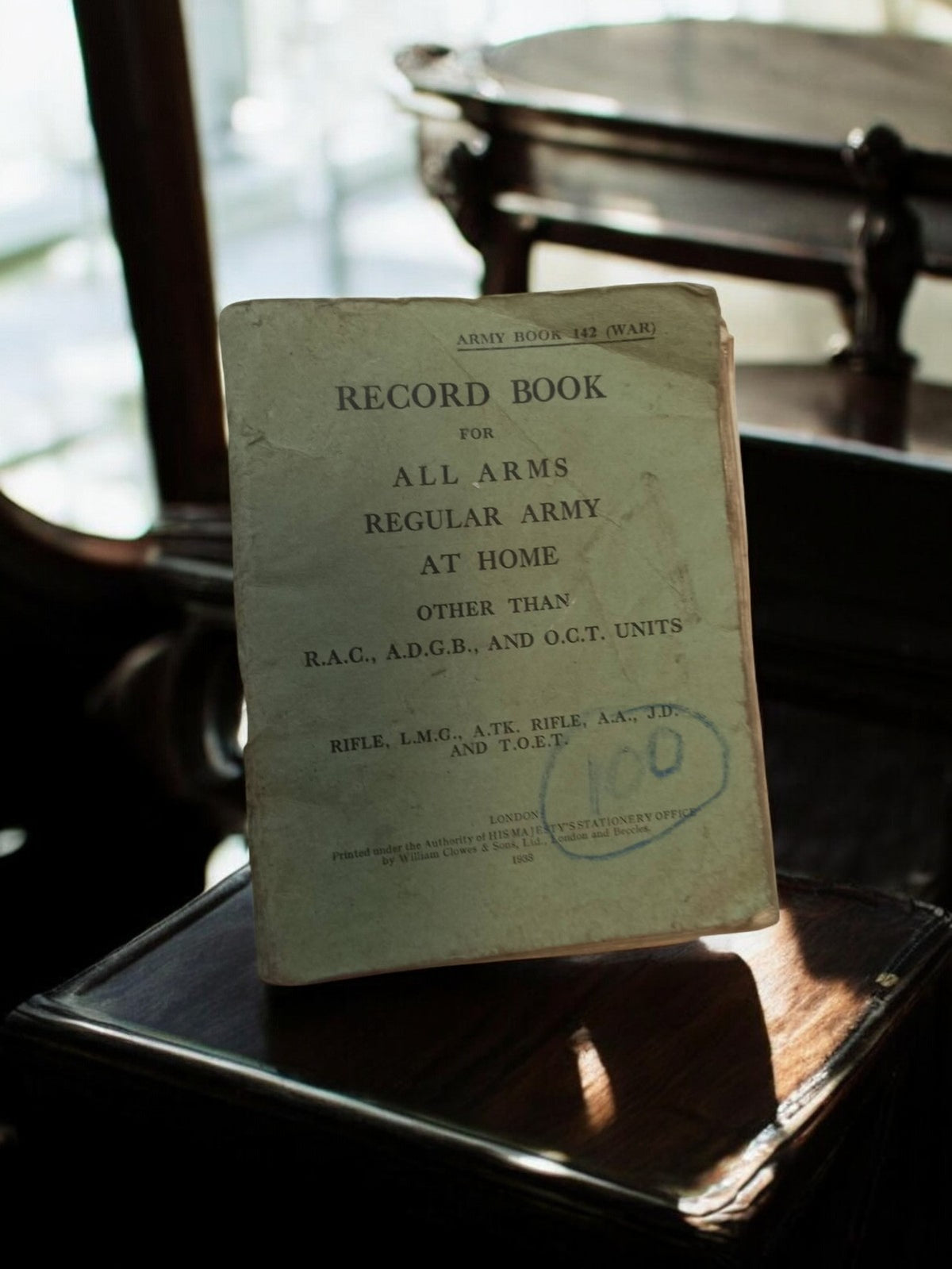 Livre militaire ancien Record Book Army Book 142 vintage 1938 rare anglais