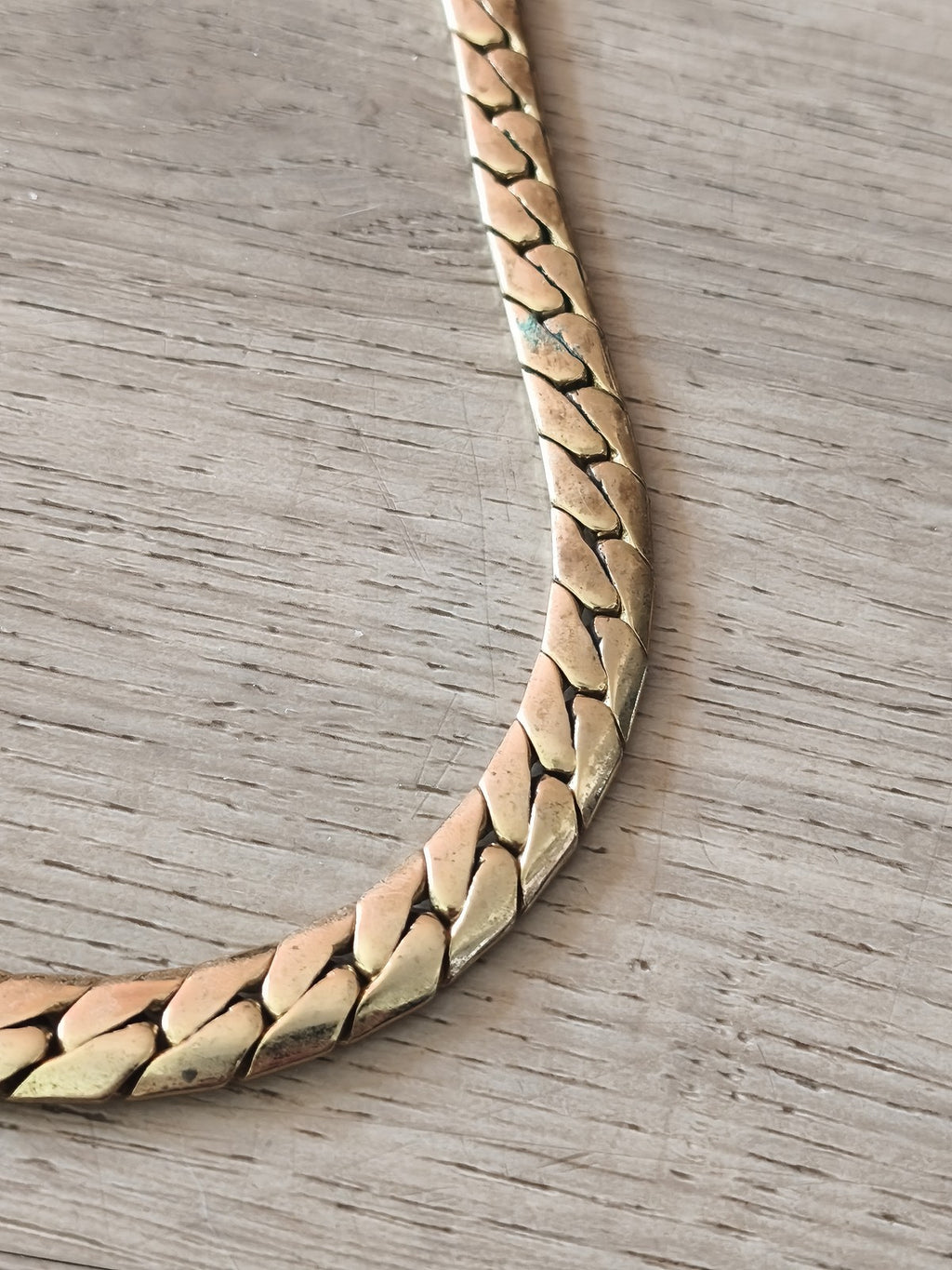 Collier vintage ancien plaqué or, bijou rétro gros maillons, accessoire unique