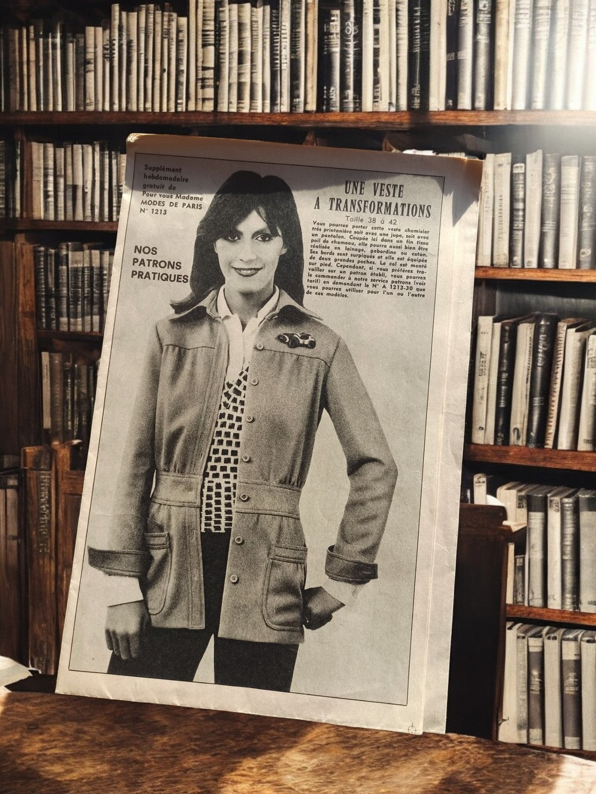 Patron couture vintage Modes de Paris n°1213, veste femme rétro années 70