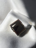 Bague homme vintage ancienne carré aspect métallique rétro à restaurer