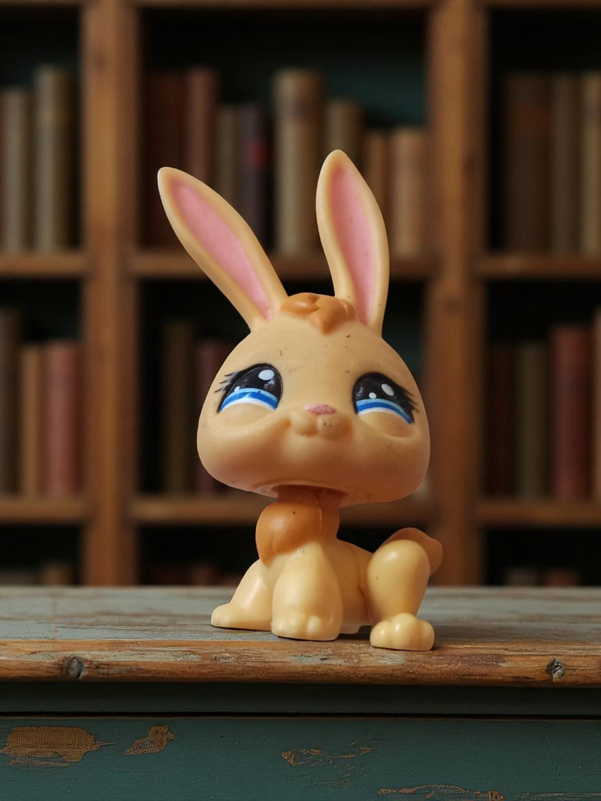 Figurine Petshop vintage lapin beige yeux bleus jouet ancien LPS
