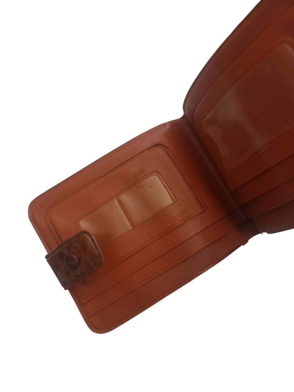 Porte-monnaie vintage cuir marron effet crocodile rétro ancien