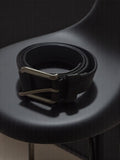 Ceinture Levi's vintage cuir noir, grosse boucle métal, style rétro homme