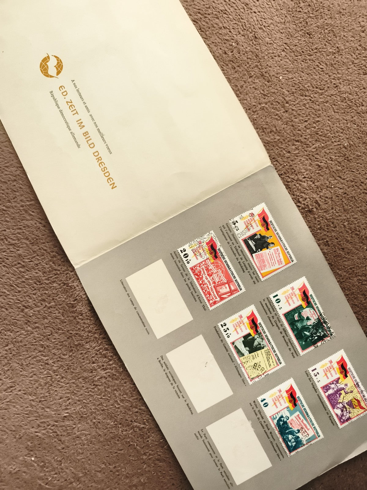 Bloc de timbres DDR Zeit im Bild Dresden Allemagne Est philatélie thématique