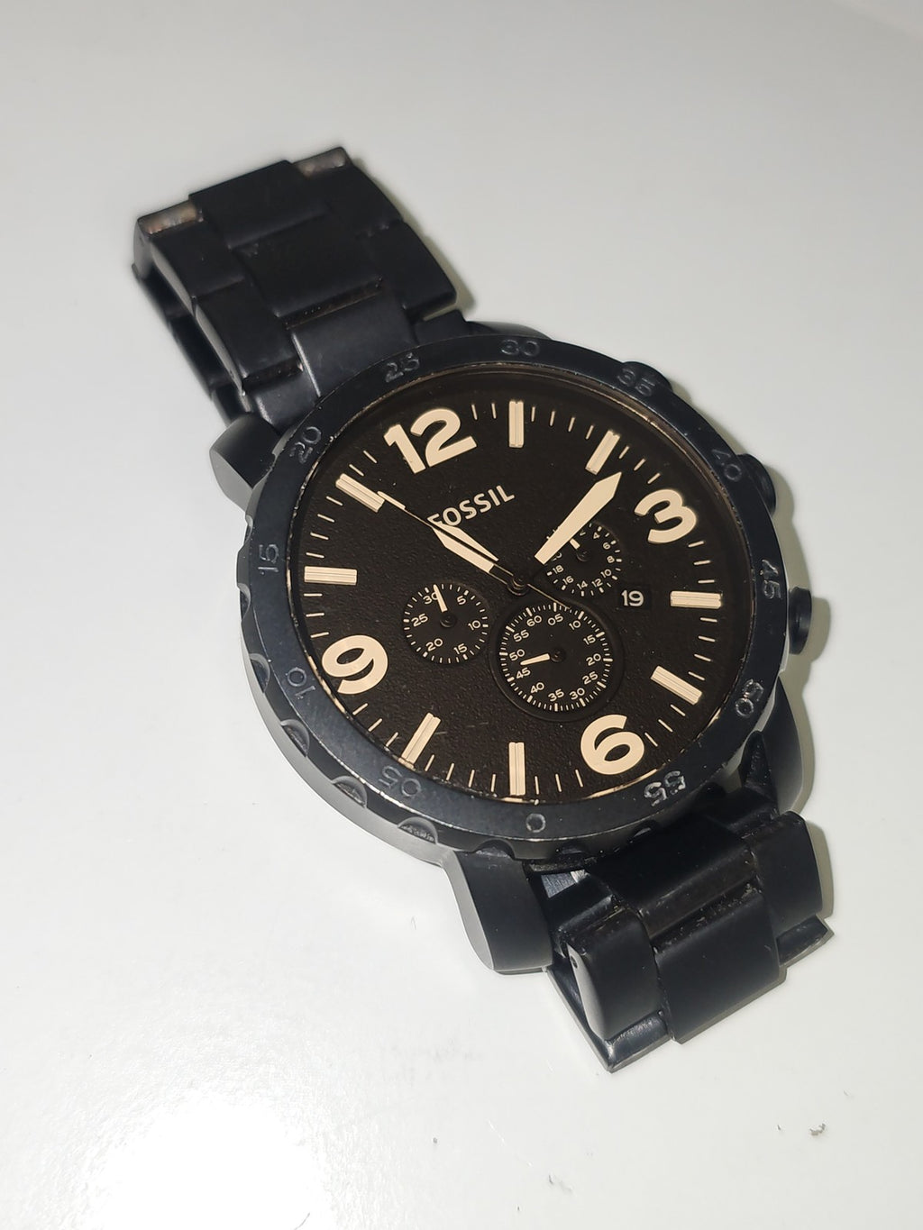 Montre homme Fossil fonctionnelle, montre-bracelet élégante d'occasion, accessoi