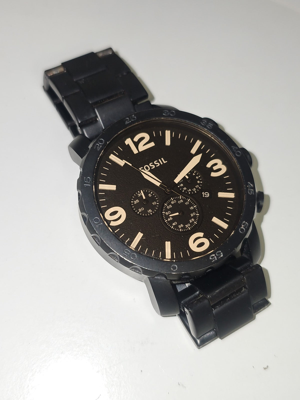 Montre homme Fossil fonctionnelle, montre-bracelet élégante d'occasion, accessoi