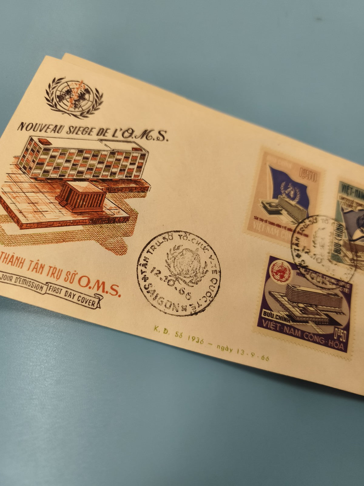 Ancienne enveloppe FDC timbres Vietnam OMS 1966 illustrée philatélie
