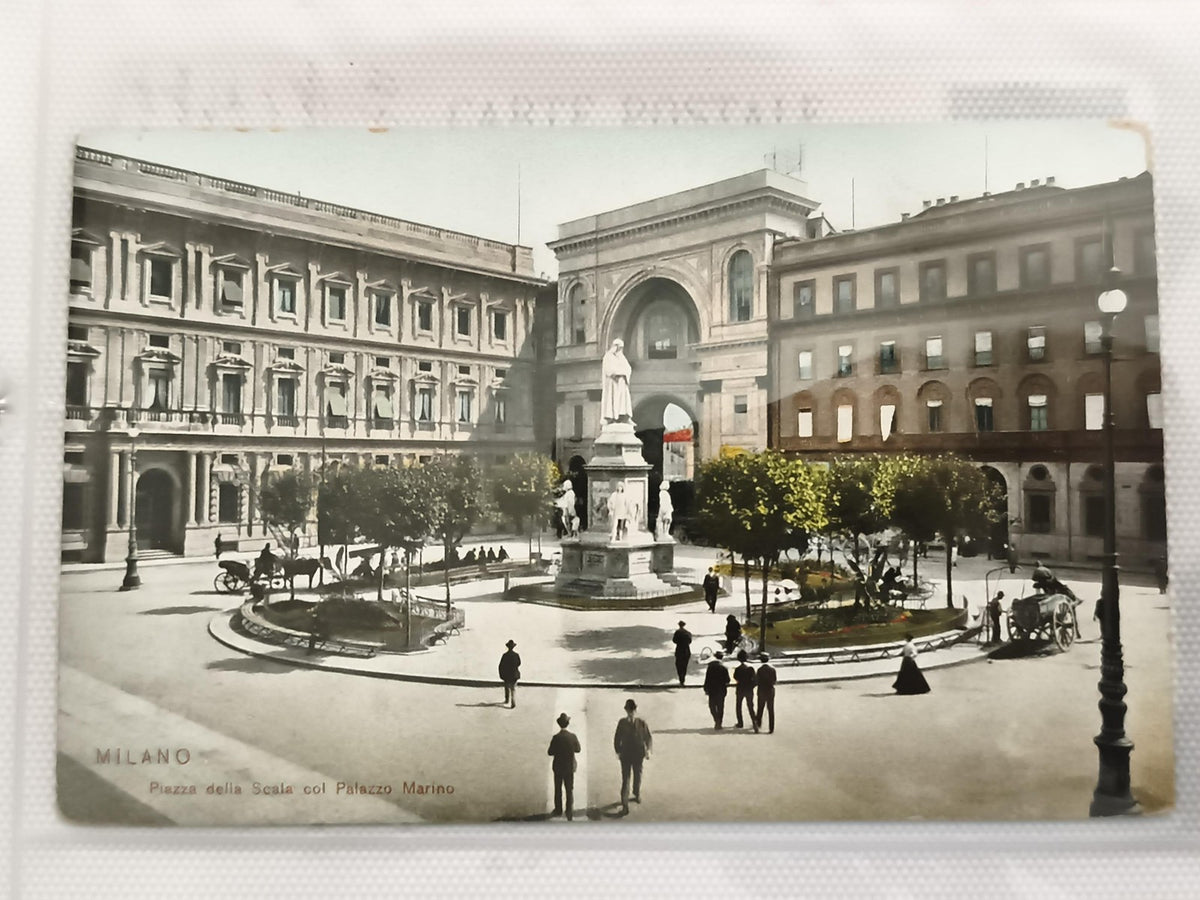 Carte postale ancienne MILANO Piazza della Scala col Palazzo Marino CPA colorisé
