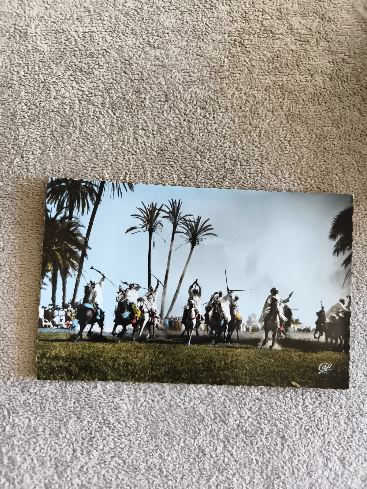 Carte postale CPA Fantasia cavaliers palmiers scène animée couleur